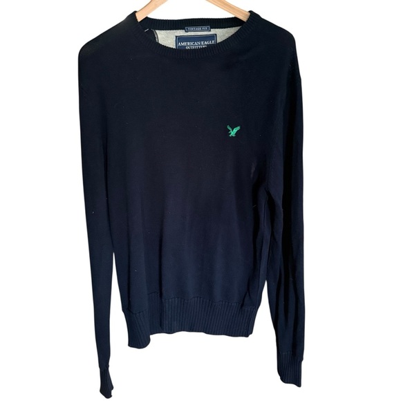American Eagle Men’s Vintage Fit Navy Blue Crew Neck Sweater Size M Classic Y2K - Picture 2 of 10